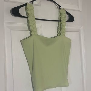 Forever 21 bright green ruffle tank top